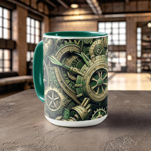 Taza Gases de relojería verde industrial Steampunk