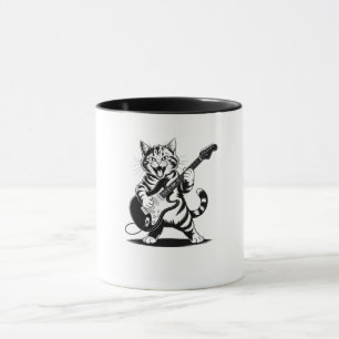 Taza Gata estrella de rock en solo de guitarra – Regalo