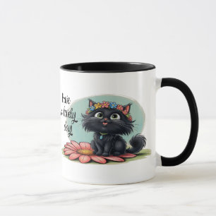 Taza Gatito Alegre en una Flor - ¡Sonríe con Nosotros!