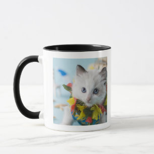 Taza Gatito de la muñeca de trapo y vacaciones de