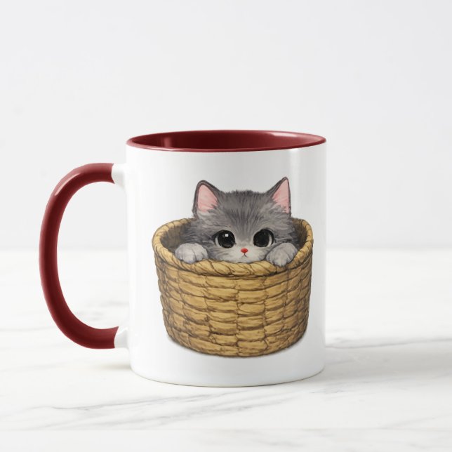 Taza Gatito en Cesta (Izquierda)