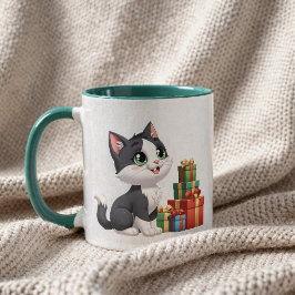 Taza gatito kawaii con regalos diseño adorable 