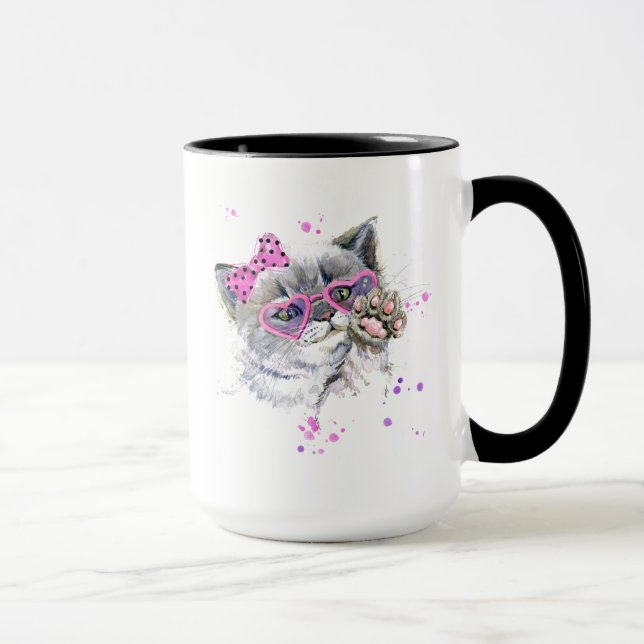 Taza Gatito lindo de la acuarela (Derecha)