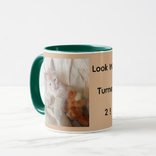 Taza Gatito Lindo Foto Personalizada 2º Aniversario