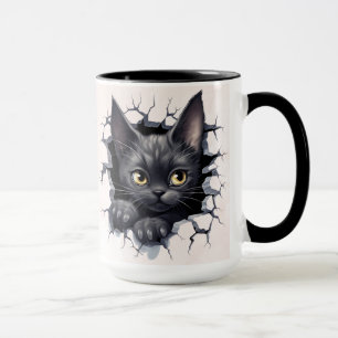 Taza Gatito negro en una pared