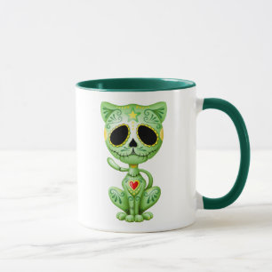 Taza Gatito verde del azúcar del zombi