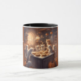 Taza Gatitos Adorables Hornean Galletas en Halloween
