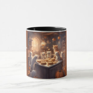 Taza Gatitos Adorables Hornean Galletas en Halloween