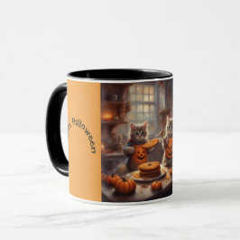 Taza Gatitos lindos con disfraces de Halloween hornean 