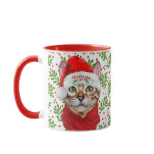 Gato abisino en un Sombrero Santa con Navidades Ho