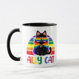 Taza Gato Aliado LGBT Sé Amable Bandera Divertida Arcoí