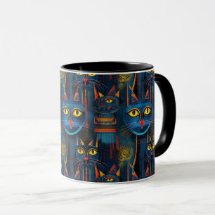 Taza Gato Amor Arte Gótico Geométrico