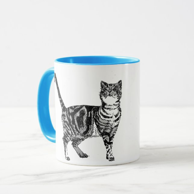 Taza Gato Atigrado Azul (Anverso izquierdo)