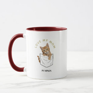 Taza Gato Atigrado Naranja Adorable en el Bolsillo Nomb