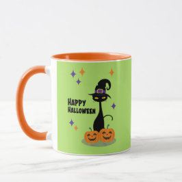 Taza Gato atómico de Halloween de mediados del siglo
