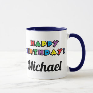 Taza Gato azul con dicho divertido cumpleaños personali