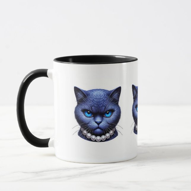 Taza Gato azul furioso en las vibraciones electorales d (Izquierda)