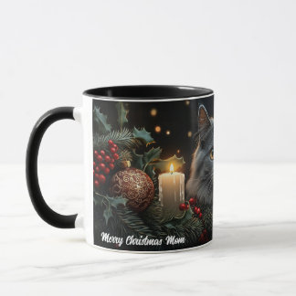 Taza Gato azul grisáceo Amantes Navidades Gift Mug