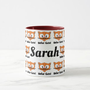 Taza Gato Bigote Dibujo Patrón Personalizado