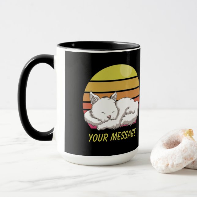Taza Gato blanco durmiendo (Con donut)