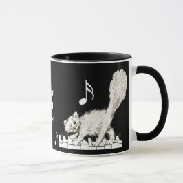 Taza Gato blanco en las llaves del piano