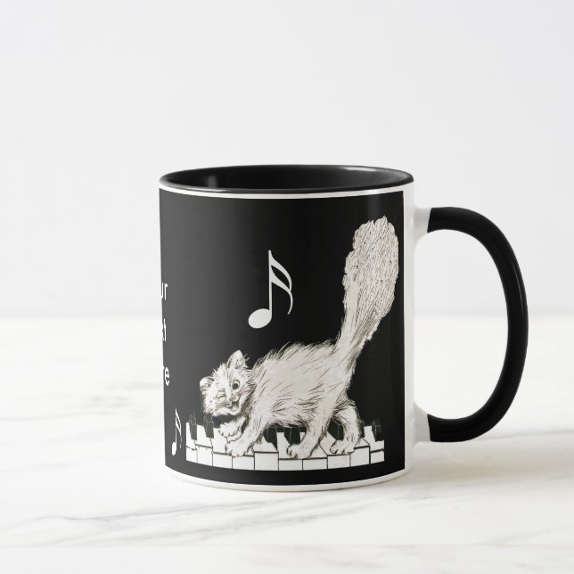 Taza Gato blanco en las llaves del piano (Derecha)