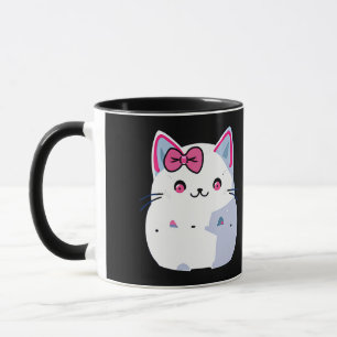 Taza Gato blanco gatito con Bowtie rosa