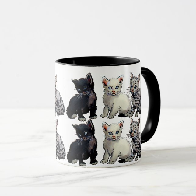 Taza Gato blanco y negro lindo - Diseño gatito adorable (Anverso derecho)