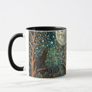 Taza Gato boho cielo nocturno estrellado bosque