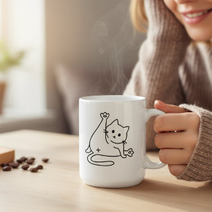 Taza Gato Bonito Lamiendo Trasero Amante de Gatos Mano