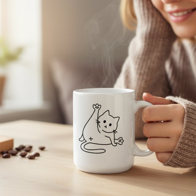 Taza Gato Bonito Lamiendo Trasero Amante de Gatos Mano  (Subido por el creador)