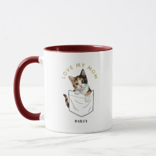 Taza Gato Calico Adorable en el Bolsillo Nombre