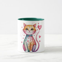 Taza Gato caprichoso y conmovedor con corazones