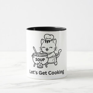 Taza Gato Chef Adorable Cocinando Sopa Arte Comida