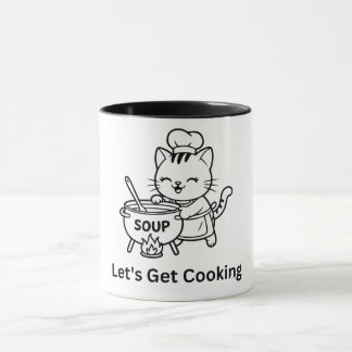 Taza Gato Chef Adorable Cocinando Sopa Arte Comida