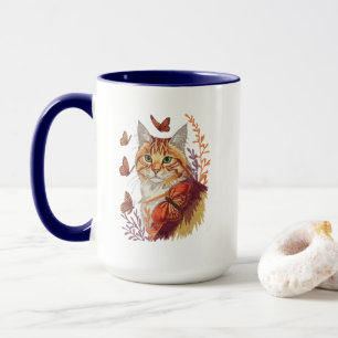 Taza Gato con mariposas monarcas