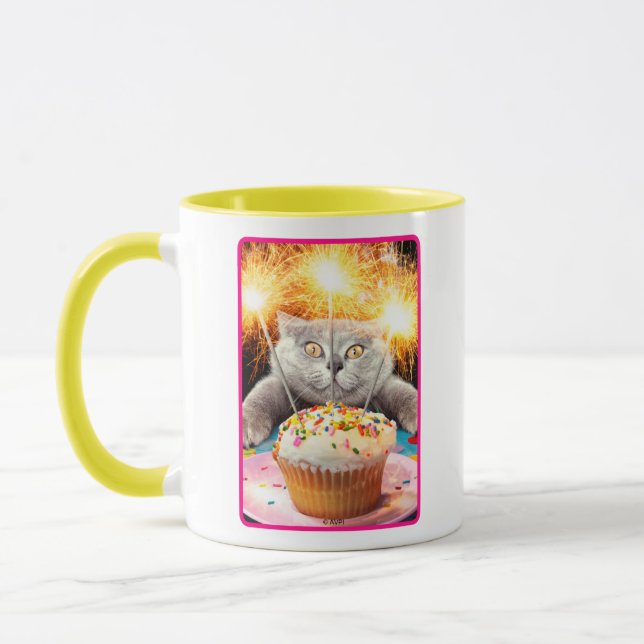 Taza Gato Con Pastel De Esparkler (Izquierda)