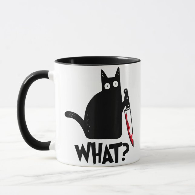 Taza Gato con qué gracioso gato negro de camisas asesin (Izquierda)