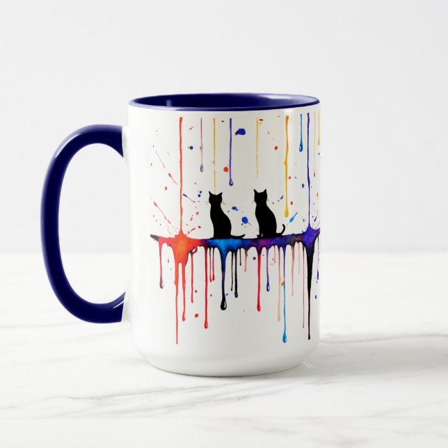 Taza Gato con Salpicaduras Artísticas (Izquierda)