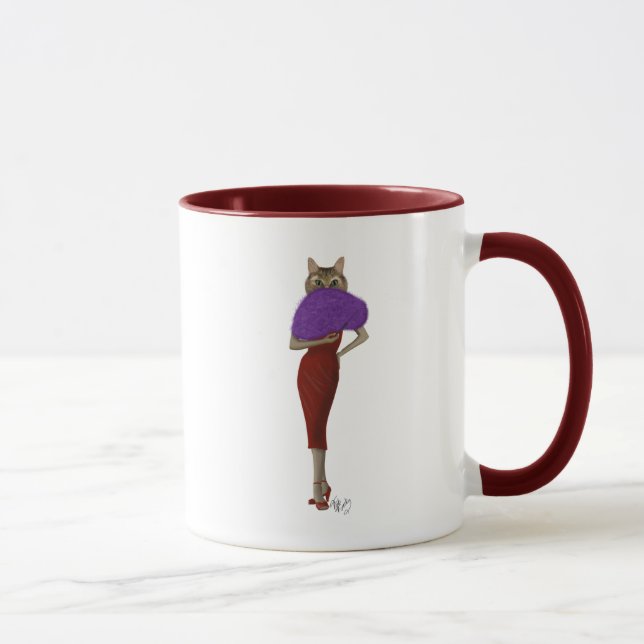 Taza Gato Con Vestido Rojo (Derecha)