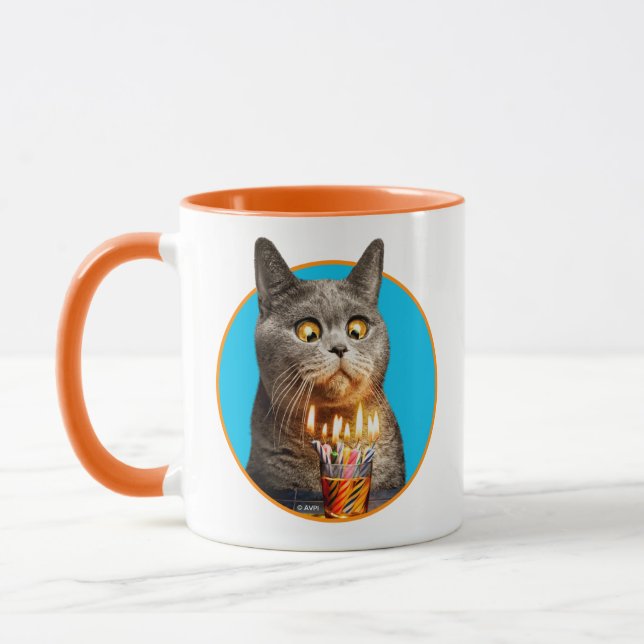 Taza Gato con vidrio caliente de cumpleaños (Izquierda)
