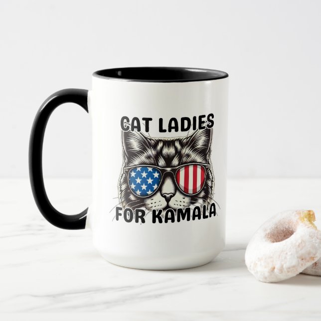 Taza Gato Damas de la divertida política electoral de K (Con donut)