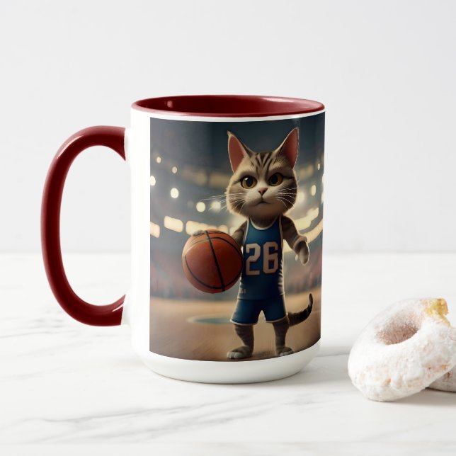 Taza Gato de baloncesto, (Con donut)