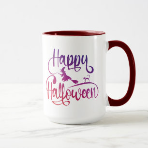 Taza Gato de bruja voladora feliz gradiente de Hallowee