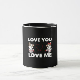 Taza Gato de corazón lindo amor Romántico Pareja Kitten