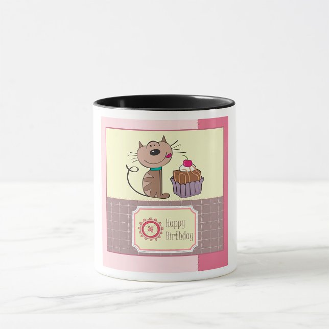 Taza Gato De Cumpleaños Y Pastel De Pasteles (Subido por el creador)