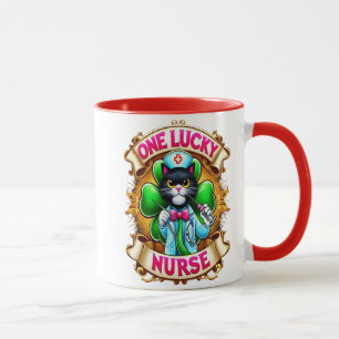 Taza Gato de enfermera afortunado
