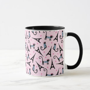 Taza Gato De Estilo Francés Vestido Con Patrón De Tor