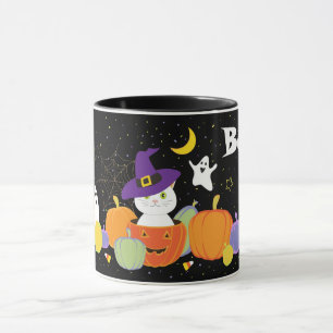Taza Gato de Halloween curado en Gorra de brujas