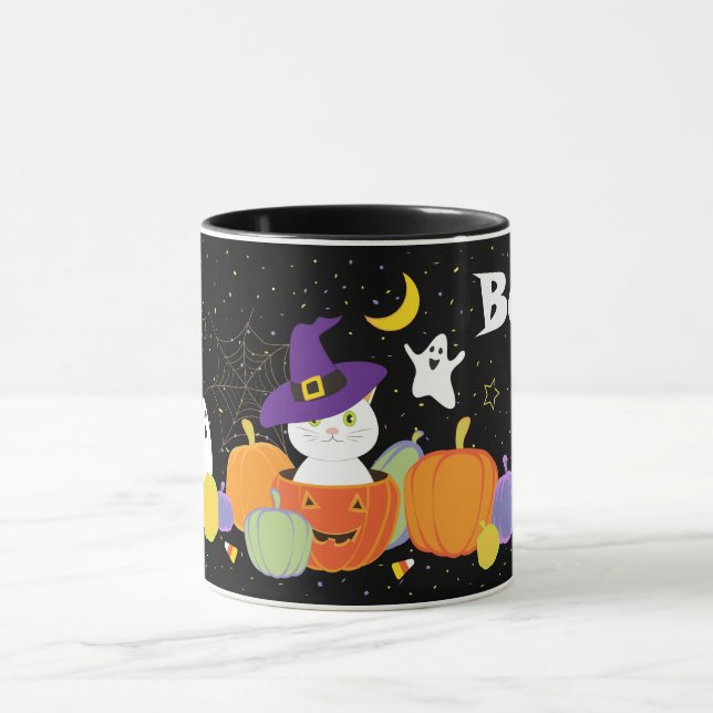 Taza Gato de Halloween curado en Gorra de brujas (Centro)
